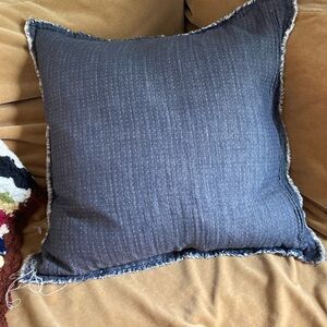 Denim Blue Large Throw Pillow with Fringe
